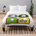 Retro ghost plush blanket with cute ghostly hobbies design