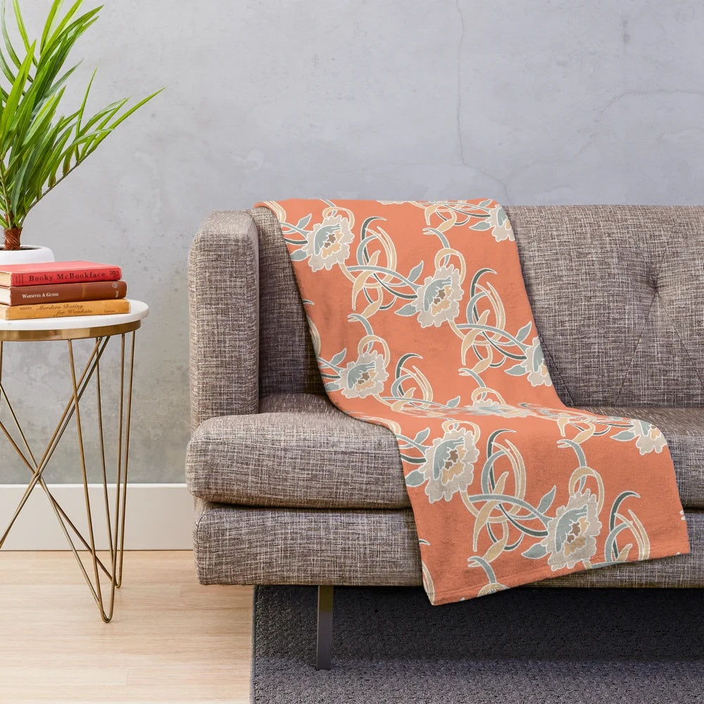 Golden Girls inspired plush blanket with retro couch pattern design