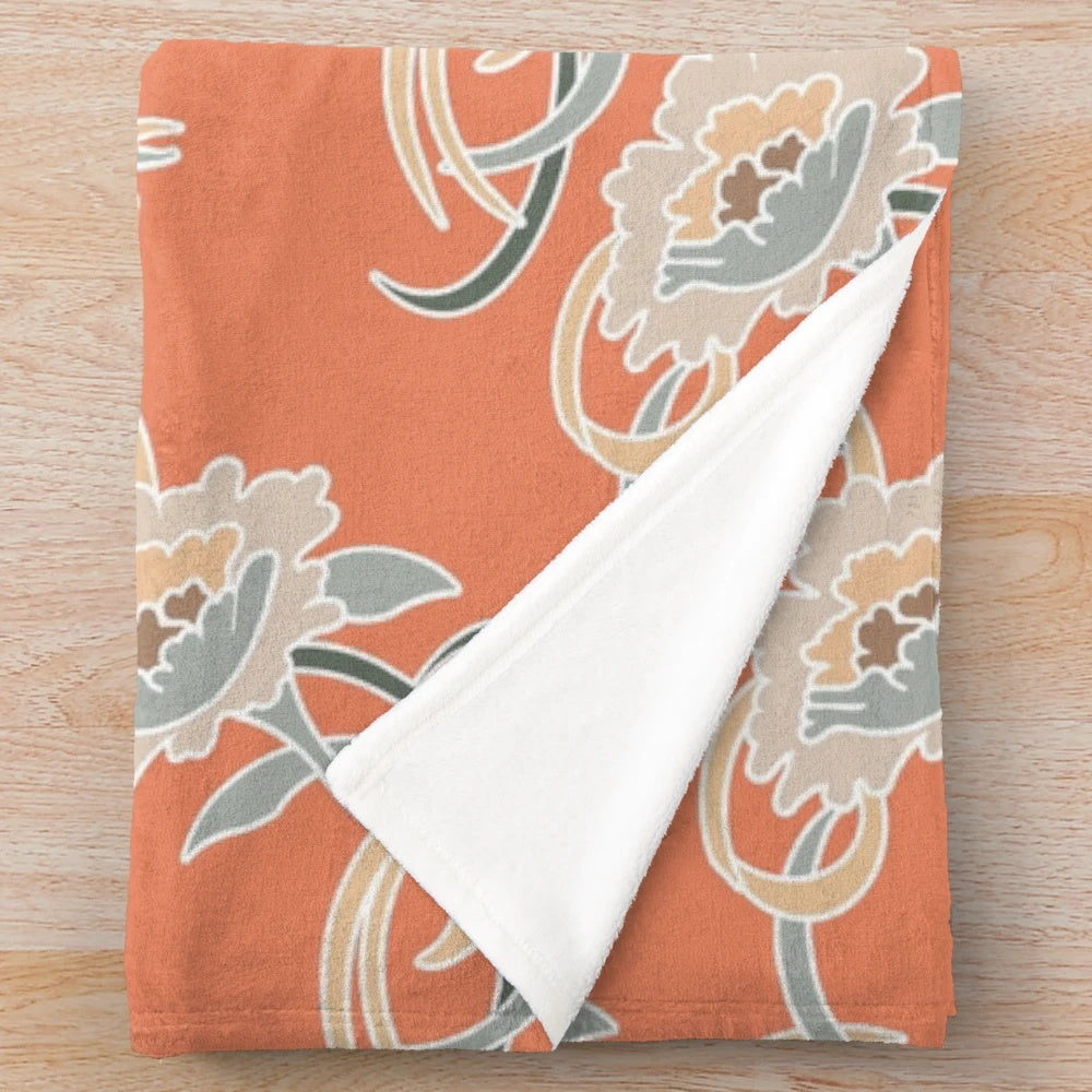 Golden Girls inspired plush blanket with retro couch pattern design