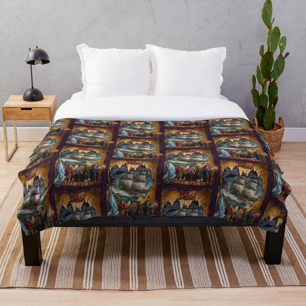 Goonies themed plush blanket featuring retro movie artwork