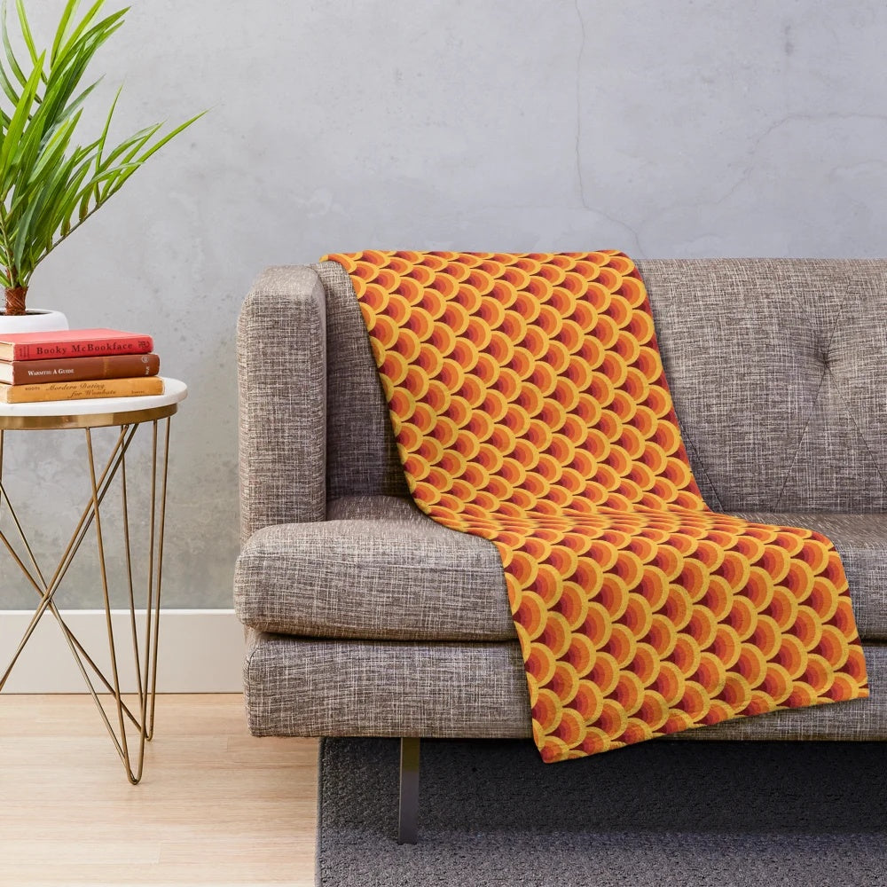 Retro pattern plush blanket with vibrant gradient design