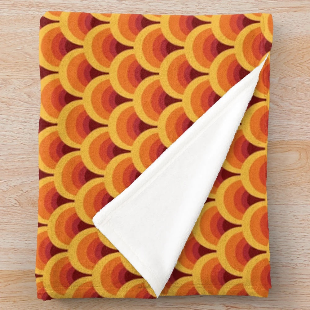 Retro pattern plush blanket with vibrant gradient design