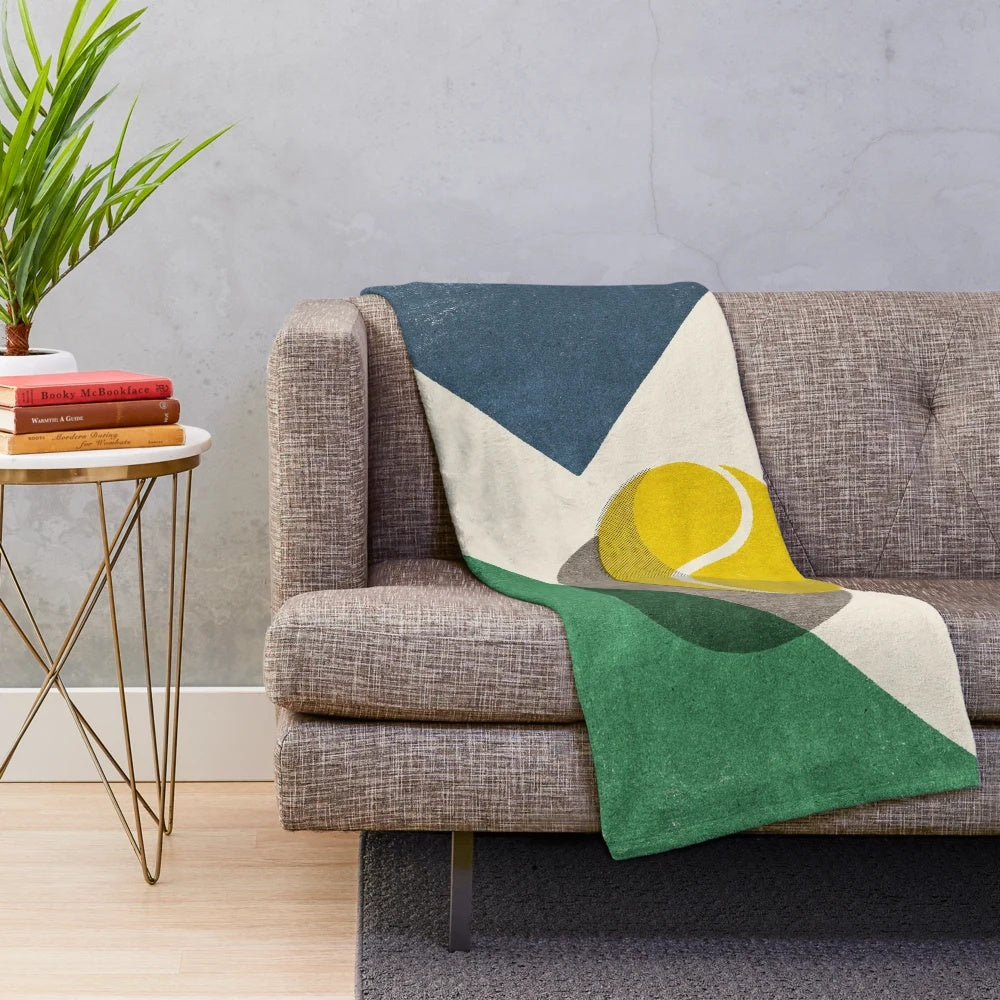 Retro and graphic tennis ball plush blanket