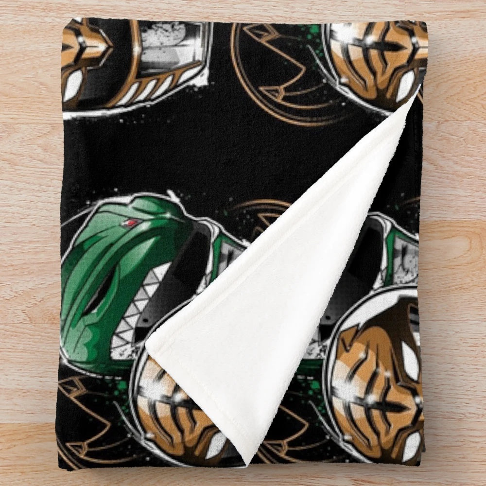 Retro Green Ranger Plush Blanket Inspired by Power Rangers