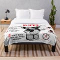 Gremlins plush blanket featuring Gizmo the mogwai and other 80s monster characters