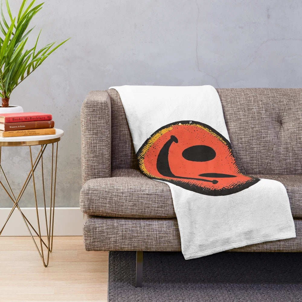 Vintage grunge smiley face art plush blanket with retro pop culture design