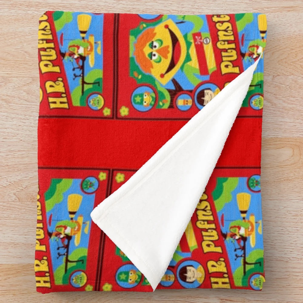 Retro H.R. Pufnstuf inspired plush throw blanket