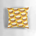 Retro ham sandwich pattern printed on a decorative throw pillow