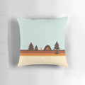 Vintage-style camping pillow with a "Happy Camper" design, perfect for nature enthusiasts and outdoor adventure lovers.