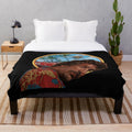 Colorful plush blanket with Hawaii 80s-inspired tropical design