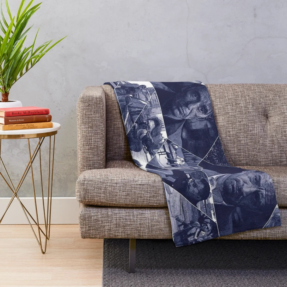Soft plush blanket featuring a vintage-style design inspired by the classic 1995 crime drama film "Heat