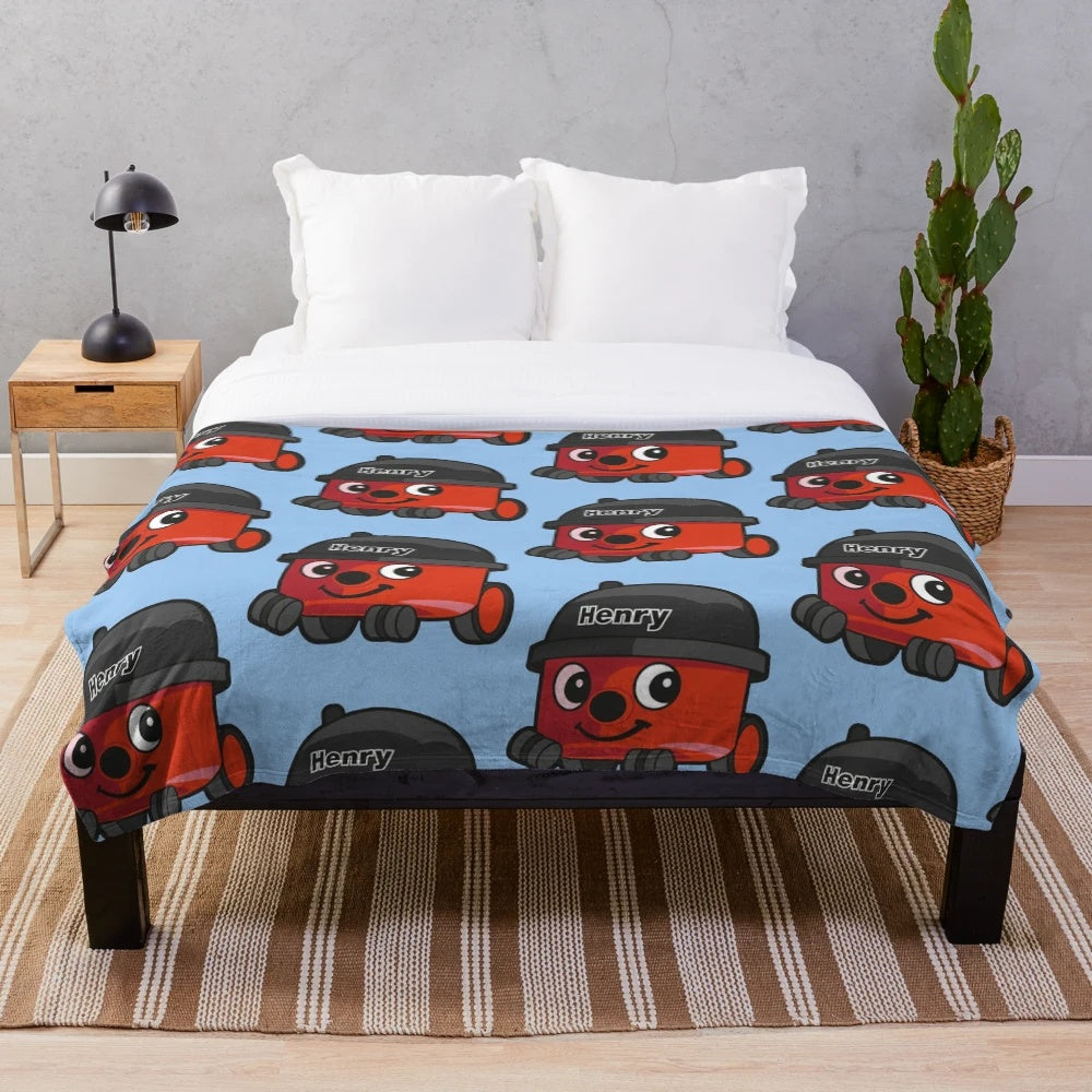 Cozy plush blanket inspired by the iconic Henry Hoover vacuum cleaner
