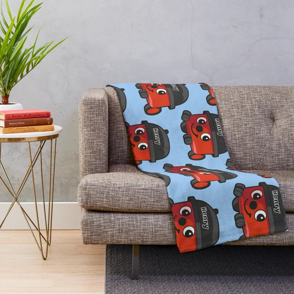 Cozy plush blanket inspired by the iconic Henry Hoover vacuum cleaner