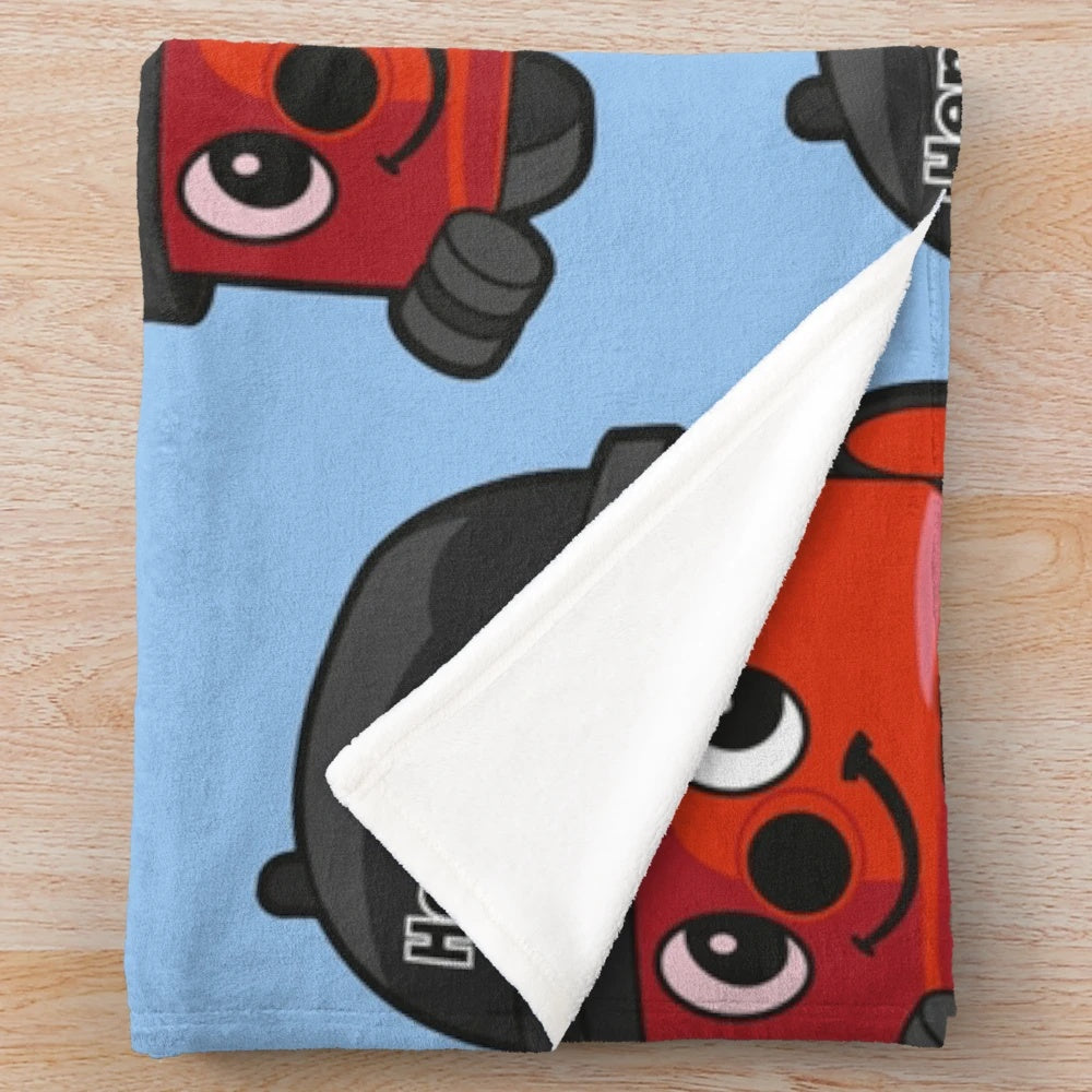 Cozy plush blanket inspired by the iconic Henry Hoover vacuum cleaner