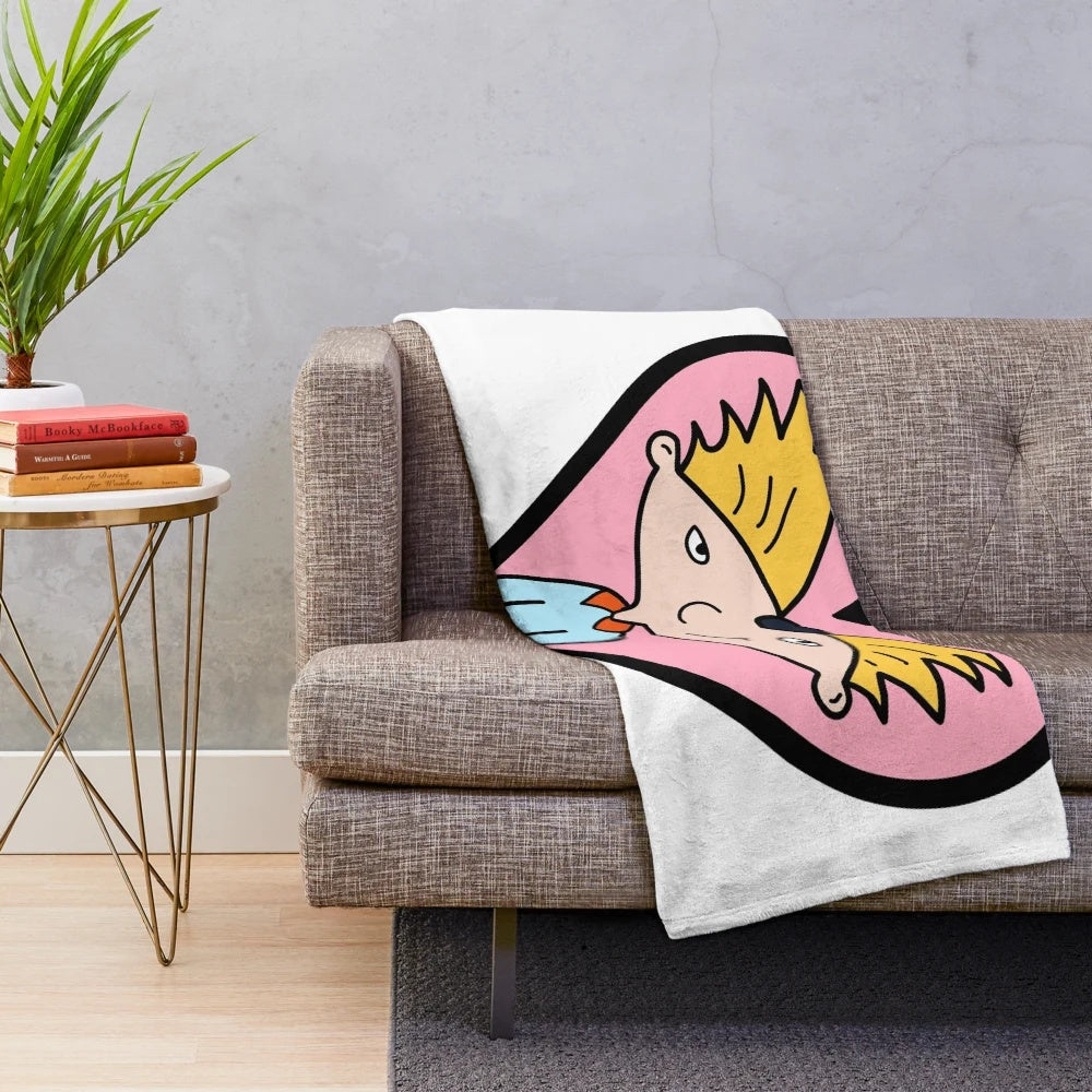 Retro Hey Arnold inspired plush blanket featuring the Hillwood crew