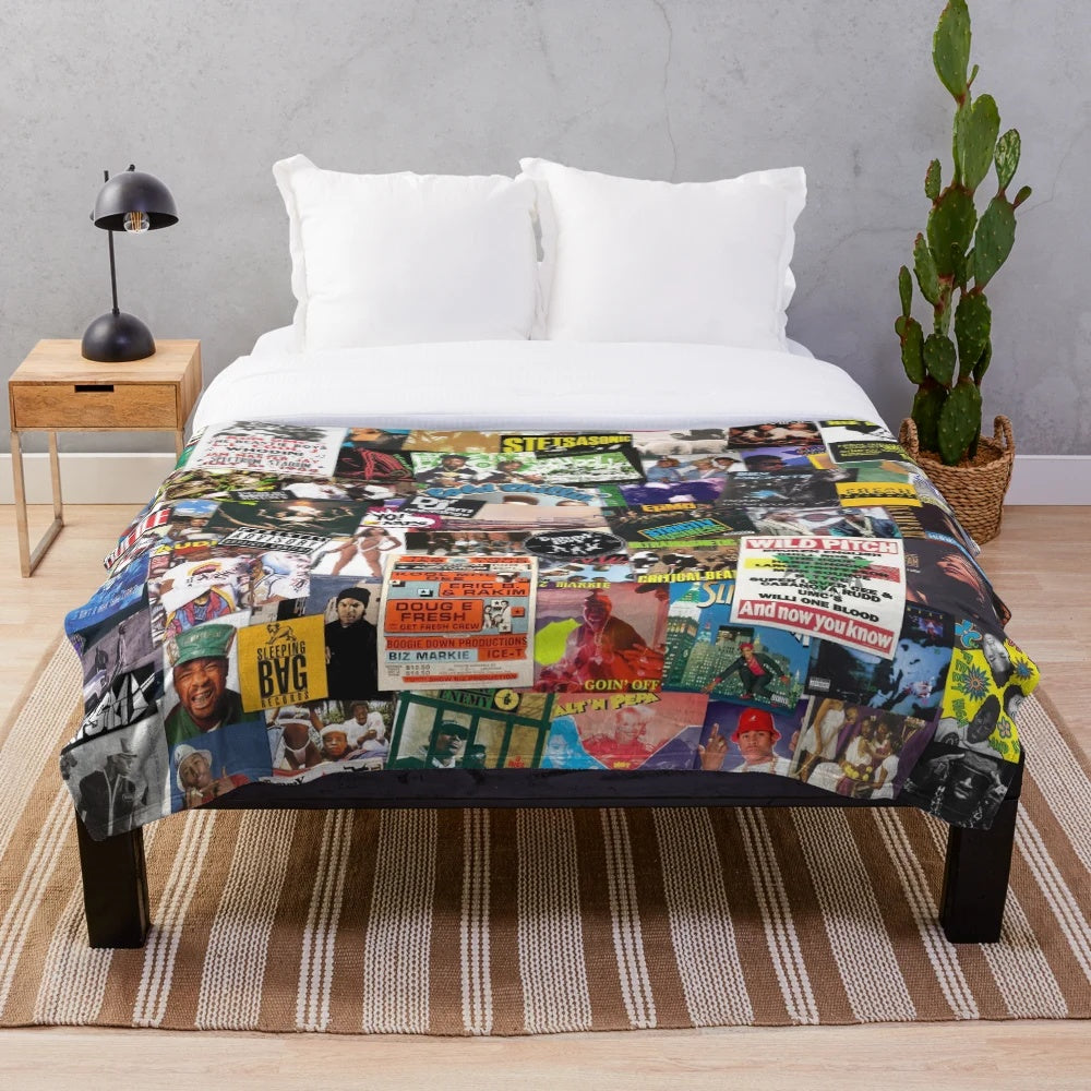 Old school hip hop inspired plush blanket