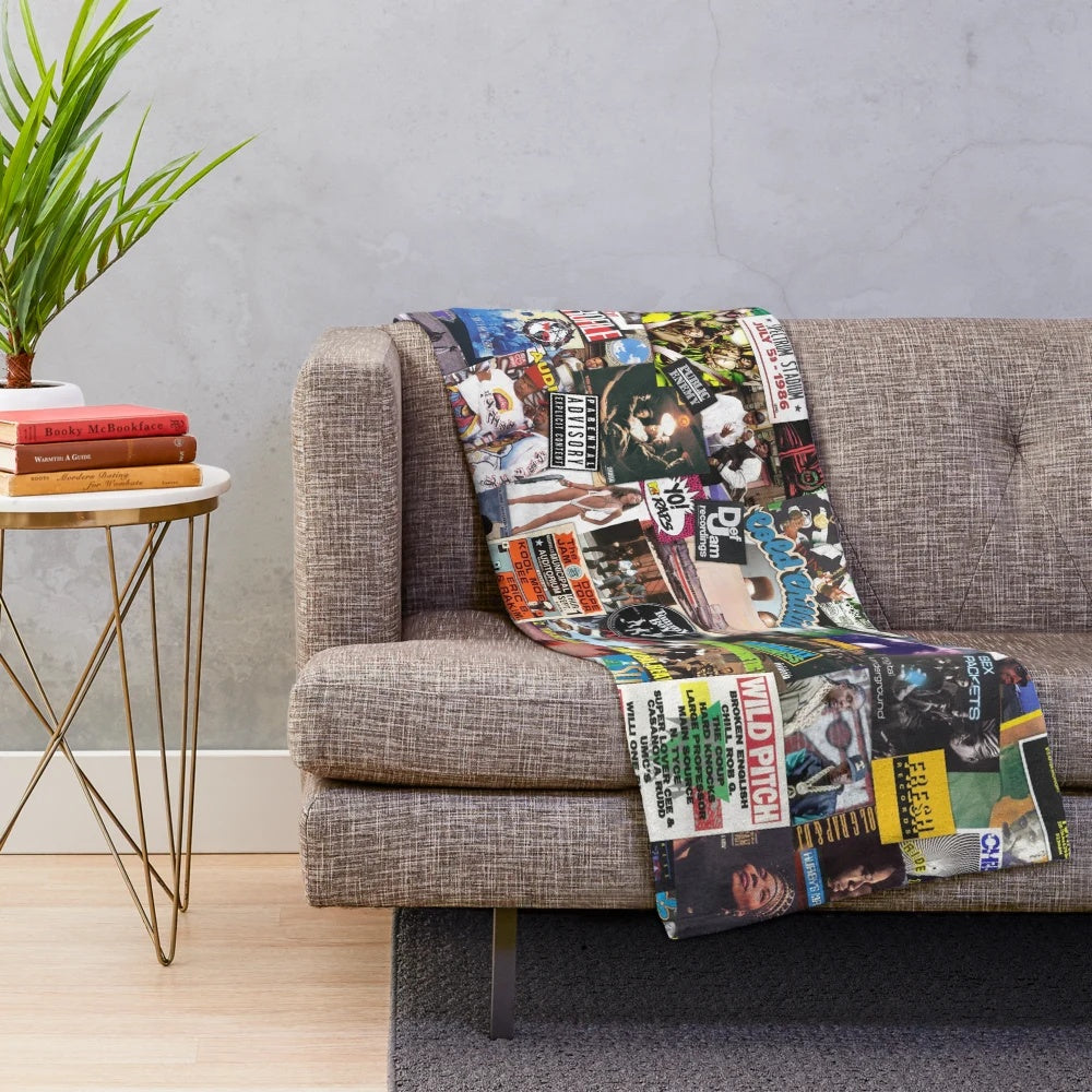 Old school hip hop inspired plush blanket