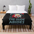 The Dude Abides" inspired plush blanket with retro hipster design