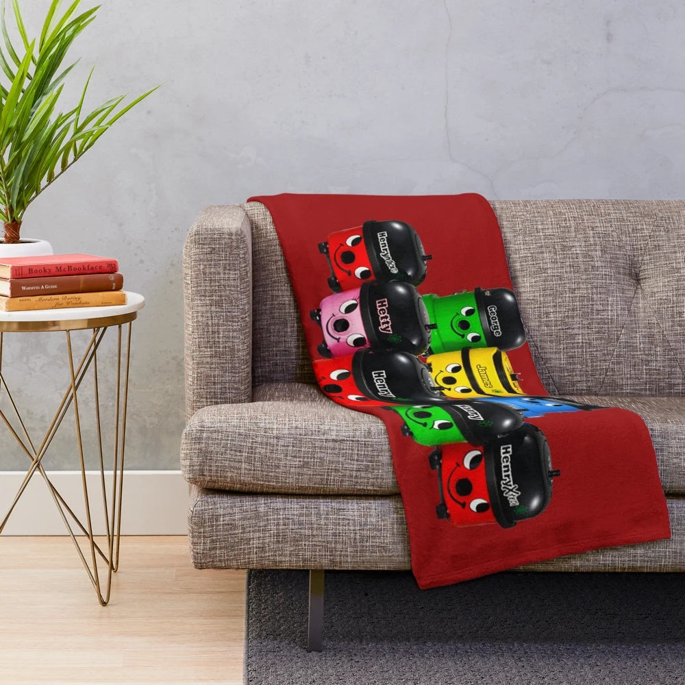 Retro Hoover Inspired Plush Blanket with Classic Vacuum Cleaner Design