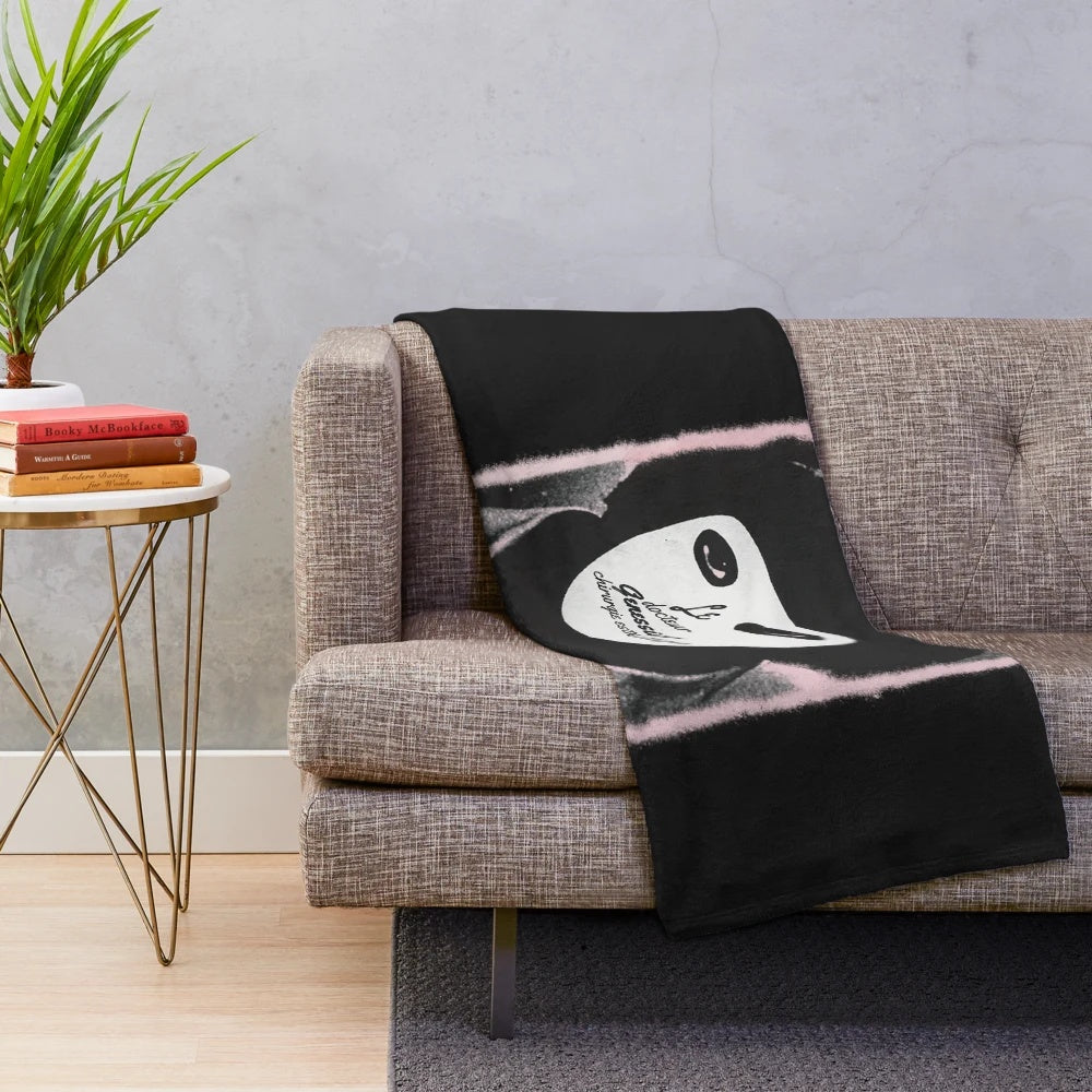 Plush blanket with 'Eyes Without a Face' horror movie imagery