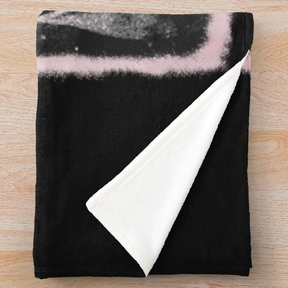Plush blanket with 'Eyes Without a Face' horror movie imagery