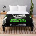 Retro horror film plush blanket featuring classic zombie movie design