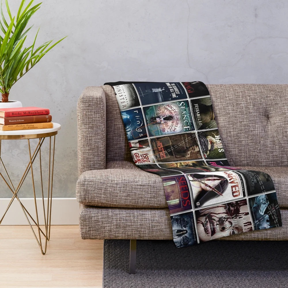Retro horror movie poster inspired plush blanket