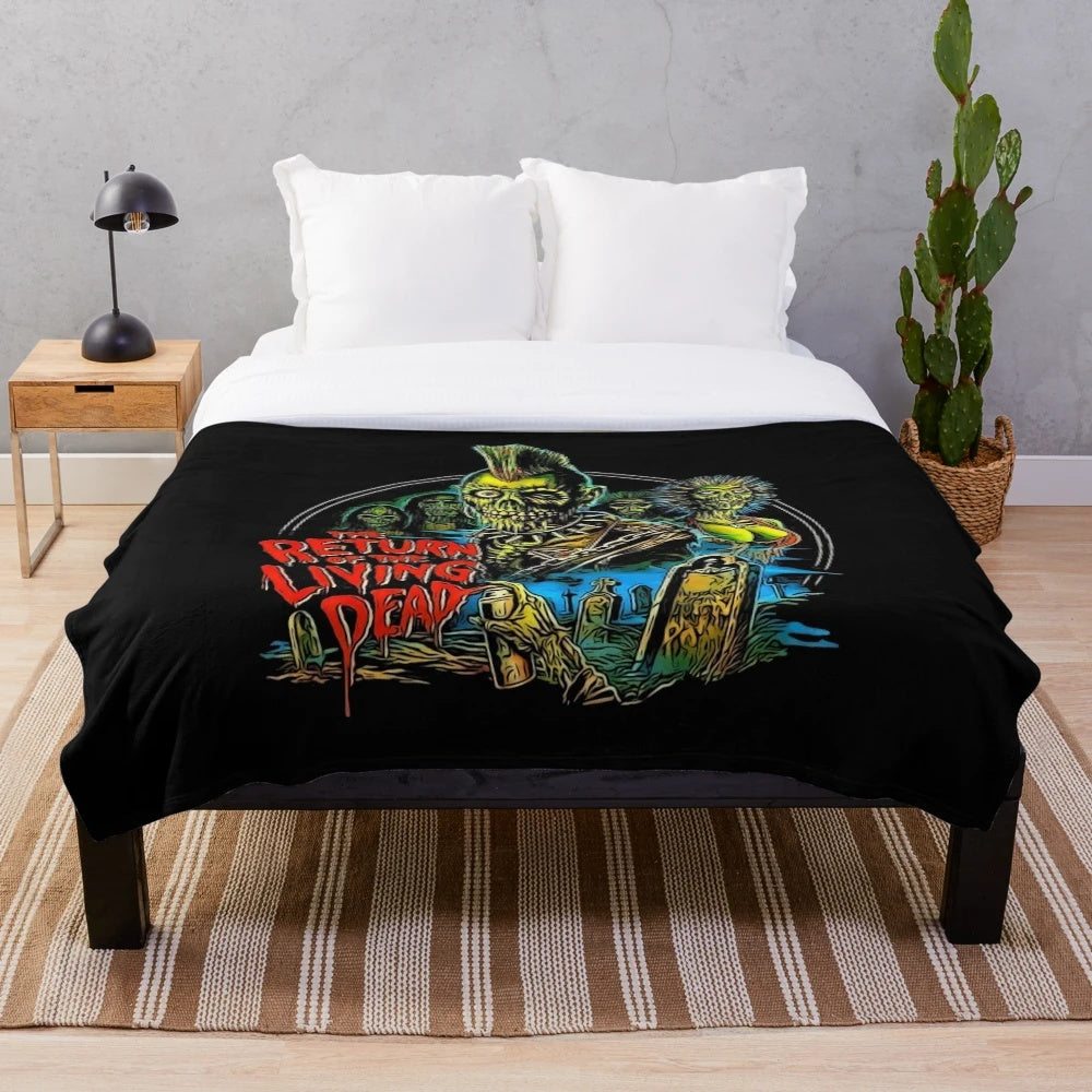 Retro Horror Zombie Tarman Plush Blanket featuring Tarman from the 1985 film Return of the Living Dead