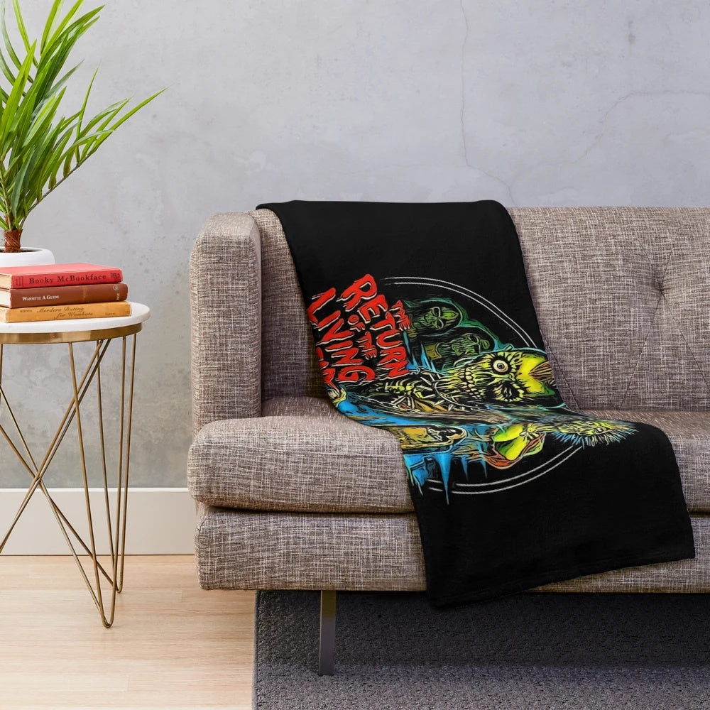 Retro Horror Zombie Tarman Plush Blanket featuring Tarman from the 1985 film Return of the Living Dead