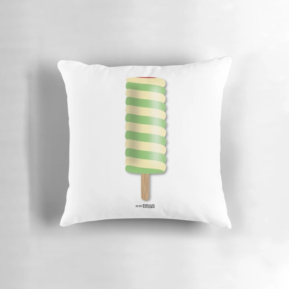 Vibrant and retro-inspired pillow featuring an ice cream lolly design, perfect for capturing the essence of summer and the British seaside.