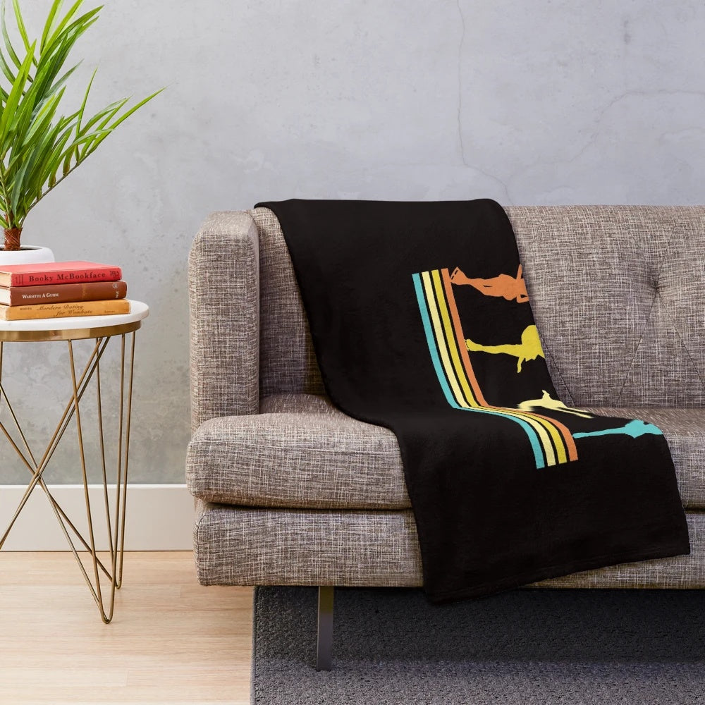 Retro ice skater figure on a soft, cozy plush blanket