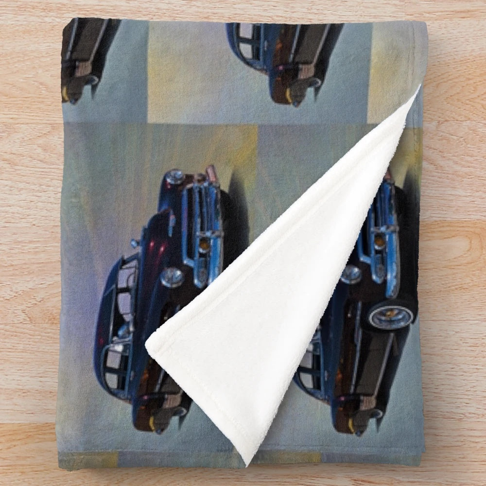 Cozy plush blanket featuring a vintage 1951 Chevrolet Deluxe design