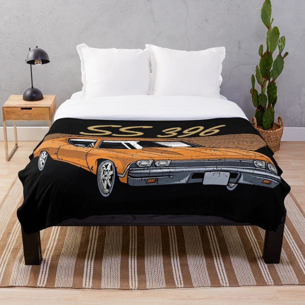 1968 Chevelle SS 396 classic car plush throw blanket