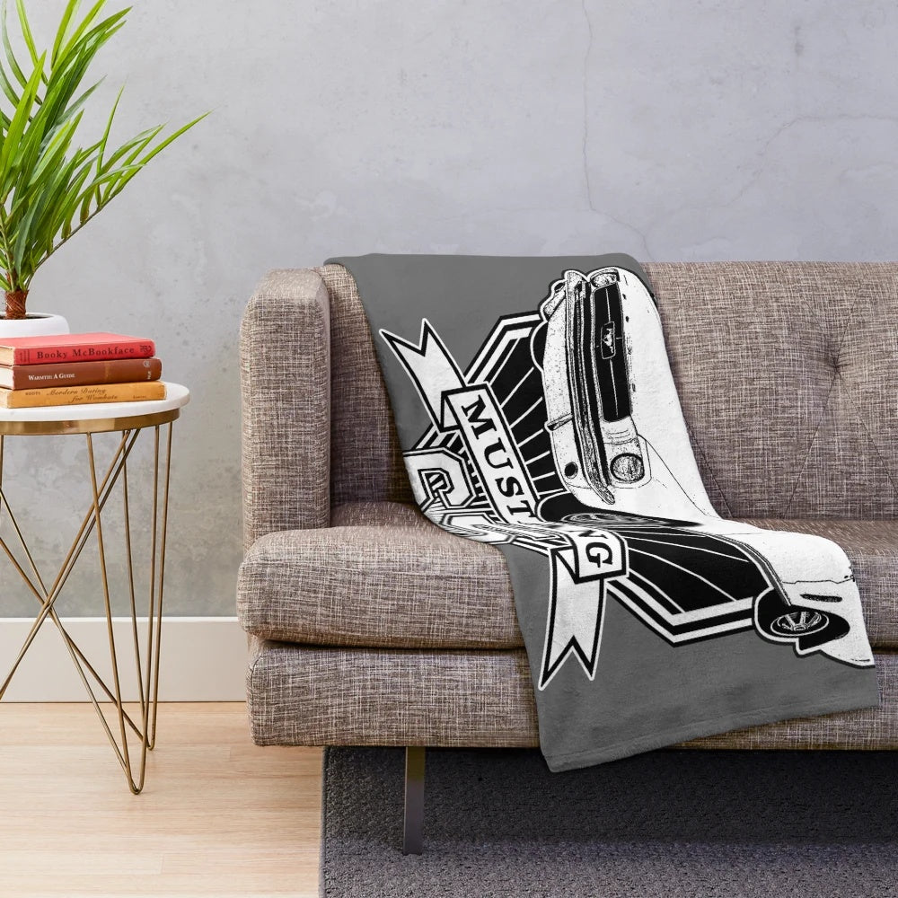 Soft and cozy 65 Mustang Coupe plush blanket