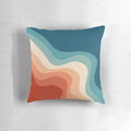 Retro-inspired abstract geometric striped pillow in colorful design