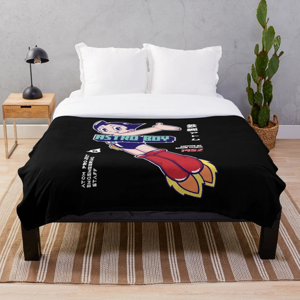 Retro-style Astroboy plush blanket featuring the iconic robot character