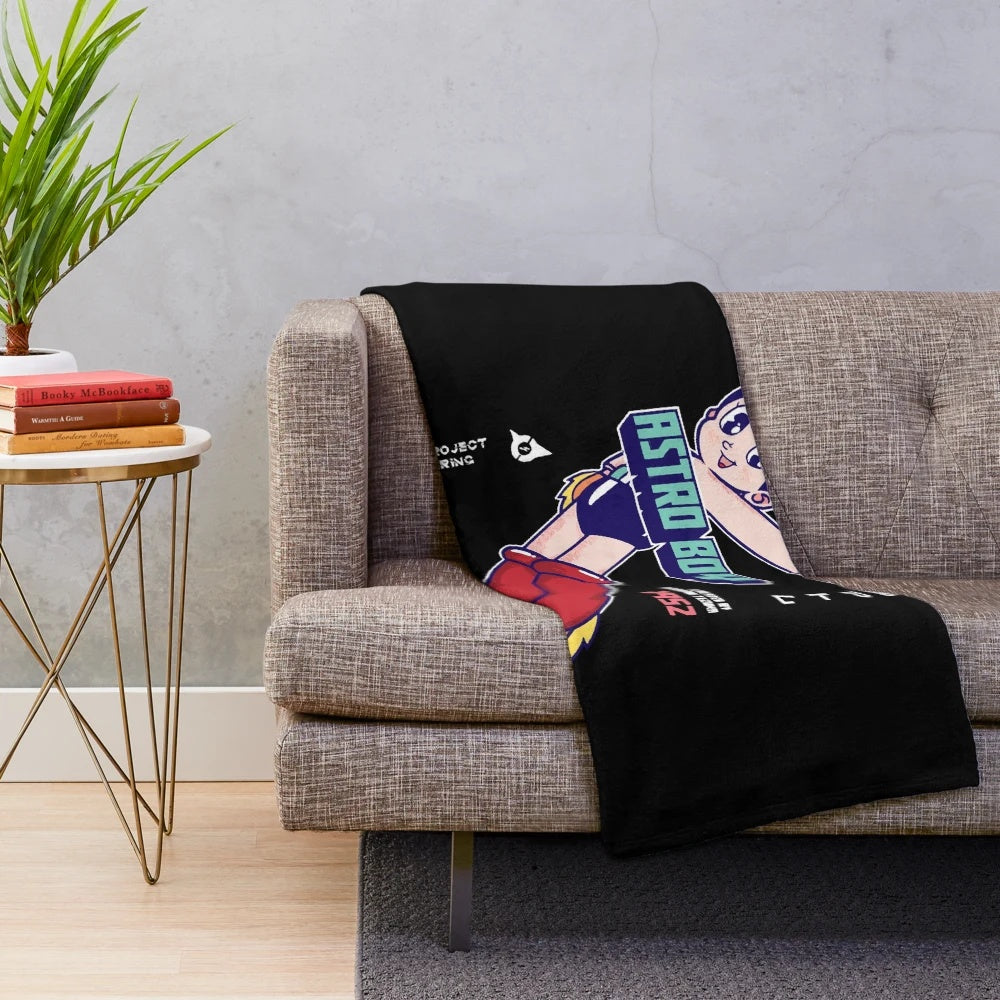 Retro-style Astroboy plush blanket featuring the iconic robot character