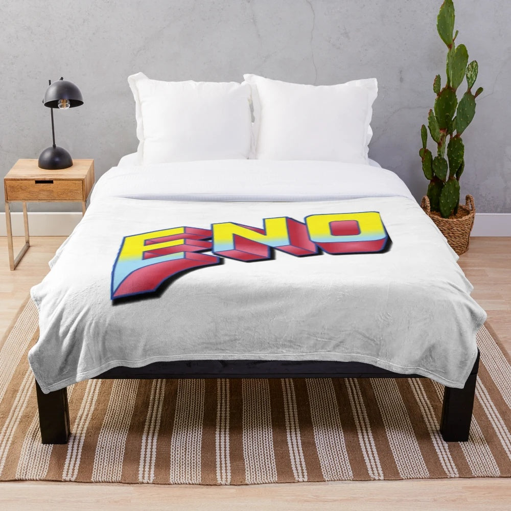 BRIAN ENO Plush Blanket featuring retro-inspired design with musical elements
