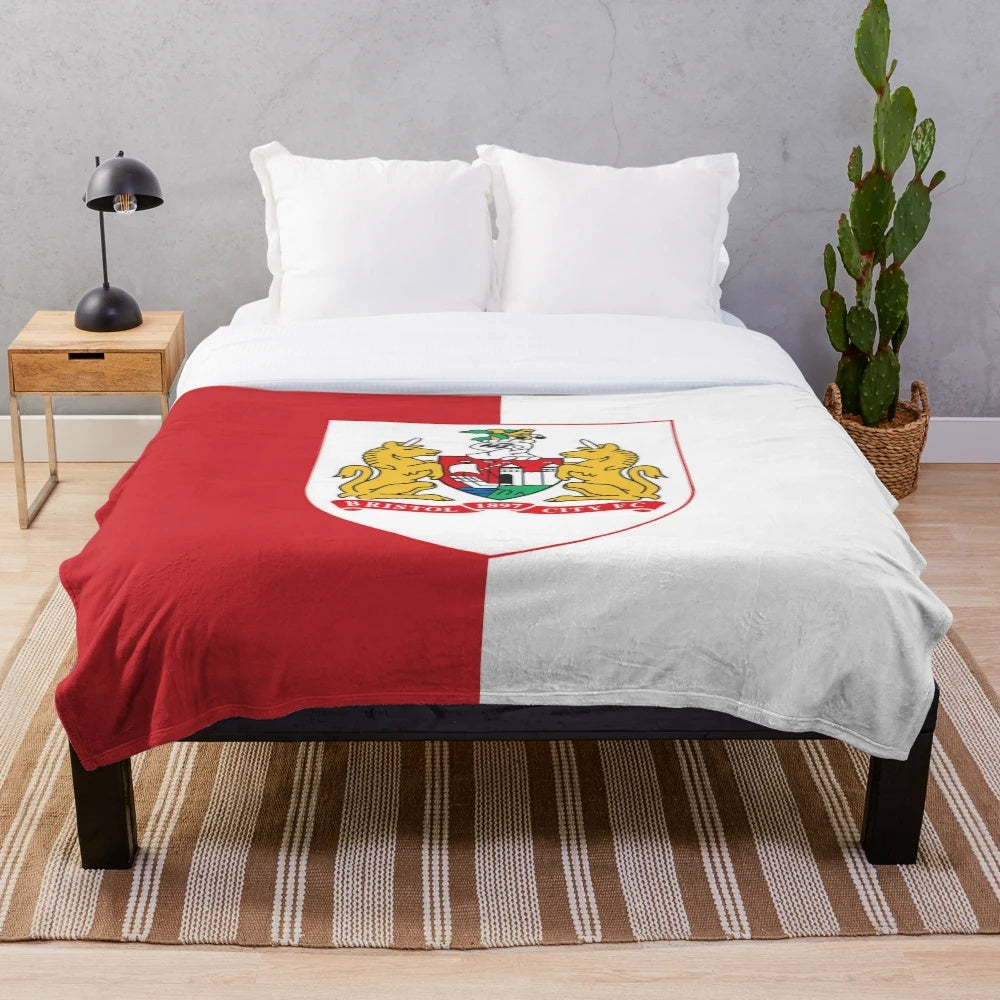 Retro Bristol City FC logo plush sports blanket