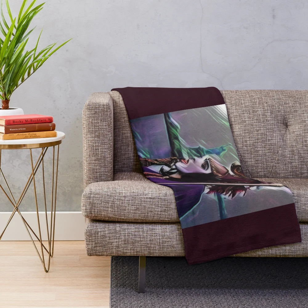 Britannia plush blanket with Statue of Liberty and retro Genesis band members