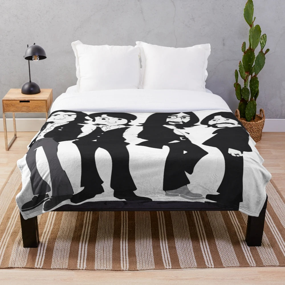 Plush brothers-themed blanket with 60s psychedelic patterns