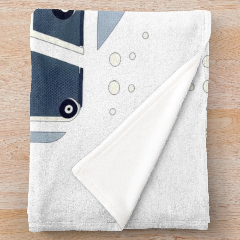 Vintage-style cassette player plush blanket with minimalist design
