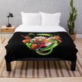 Vintage-style dragon ball plush blanket featuring a cute illustration of kid goku