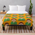 Plush Drop Dead Fred blanket featuring iconic movie quote "she squashed my head