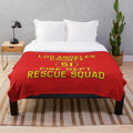 Retro-inspired plush blanket featuring the iconic Squad 51 logo from the TV show Emergency!