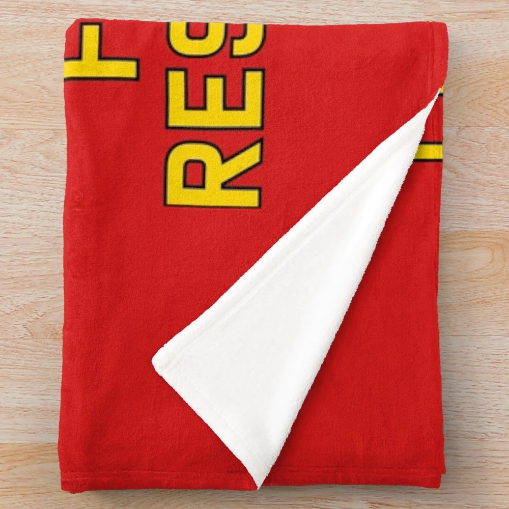 Retro-inspired plush blanket featuring the iconic Squad 51 logo from the TV show Emergency!
