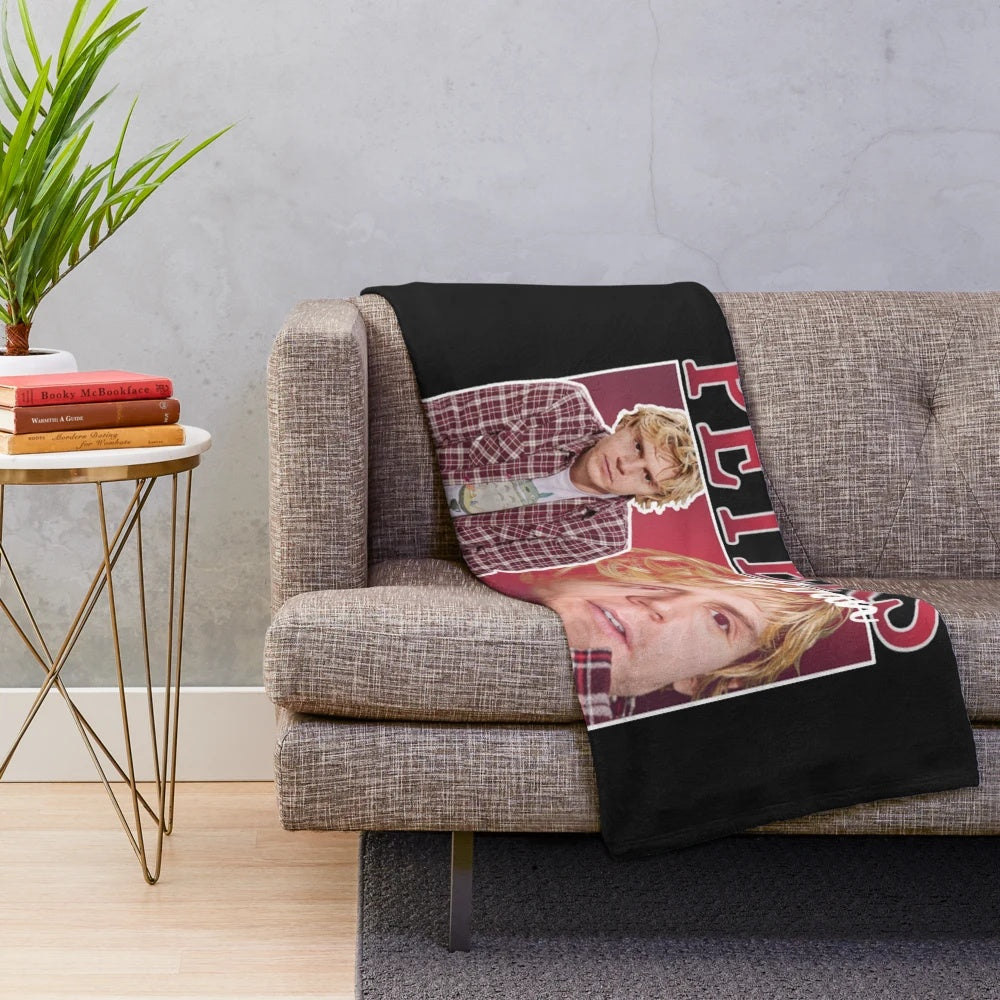 Evan Peters Retro Plush Blanket with Vintage Pop Culture Imagery