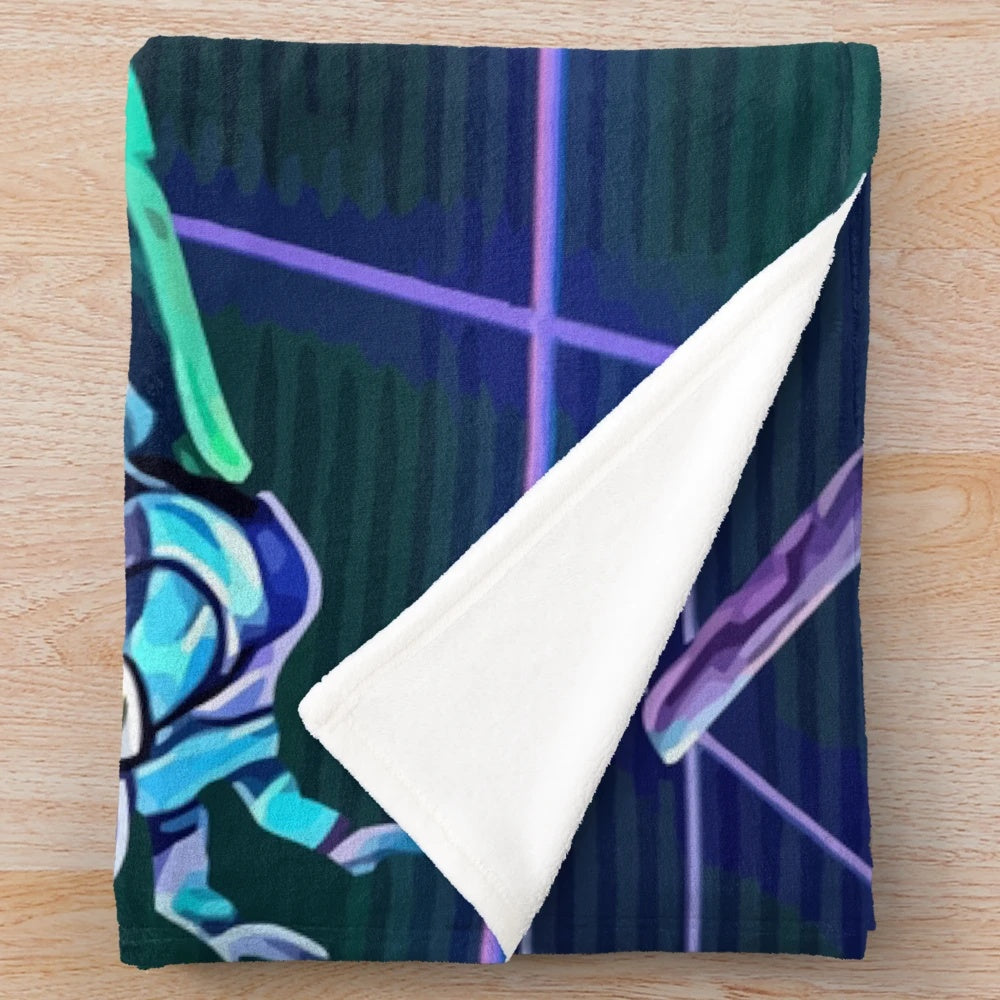 Retro Evangelion Plush Blanket with Iconic Mecha Design