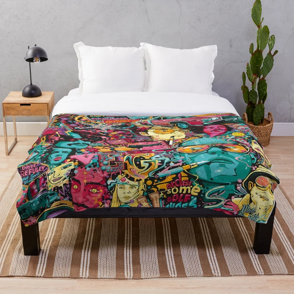 Plush blanket featuring the iconic film "Fear and Loathing in Las Vegas