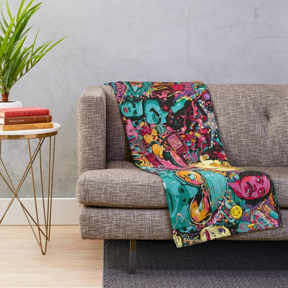 Plush blanket featuring the iconic film "Fear and Loathing in Las Vegas